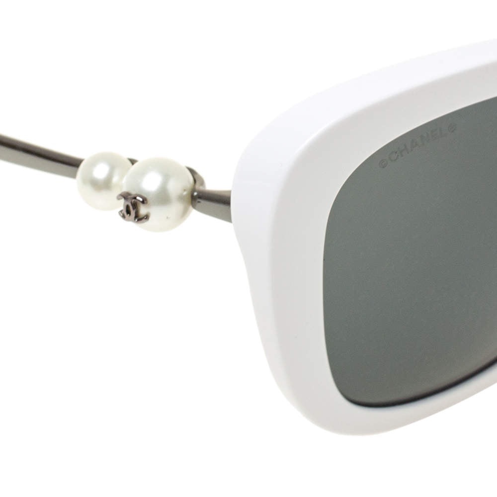 CHANEL Cat-Eye Sunglasses Acetate Butterfly Winter Pearl Sunglasses 5339-H White - Picture 3 of 11